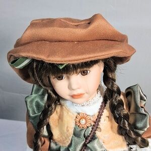 Collectors Choice Fine Bisque "Country Girl" Collectible Vintage Porcelain Doll
